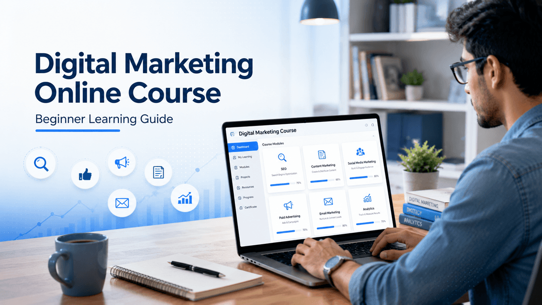 digital marketing online course for beginners learning SEO and marketing